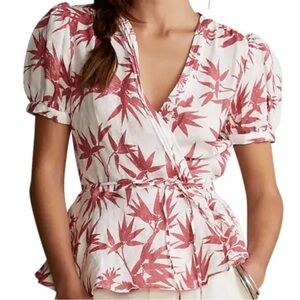 Polo Ralph Lauren Gaga Floral Print Linen Wrap Top